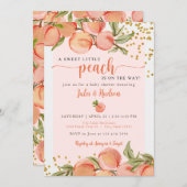 スイートリトルピーチベビーシャワー招待状 招待状 (正面/裏面)