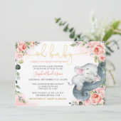 スイートリトルピーナッツガールエレファントベビーシャワーインビ 招待状 (スタンド正面)