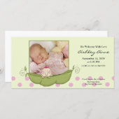 スイートリトルピーベビーガール誕生発表 案内状 (正面/裏面)