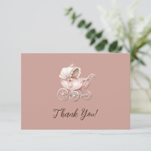 スイートリトルプリンセスベビーシャワーパーソナライズされた サンキューカード (スタンド正面)