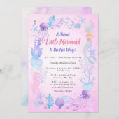 スイートリトルマーメイド パステルガール ベビーシャワー 招待状 (正面/裏面)
