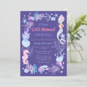 スイートリトルマーメイド パープルベイビーガールシャワー 招待状 (スタンド正面)