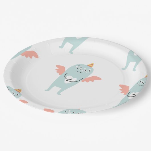 スイートリトルミントグリーンモンスターパーティープレート ペーパープレート (アングル)