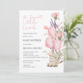 スイートリトルラムピンクバルーンワイルドフラワー開花 招待状 (スタンド正面)