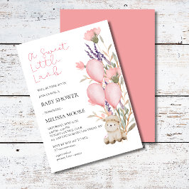 スイートリトルラムピンクバルーンワイルドフラワー開花 招待状