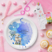 スイートリトルラムブルーアジサイ風船 ペーパープレート (パーティー)