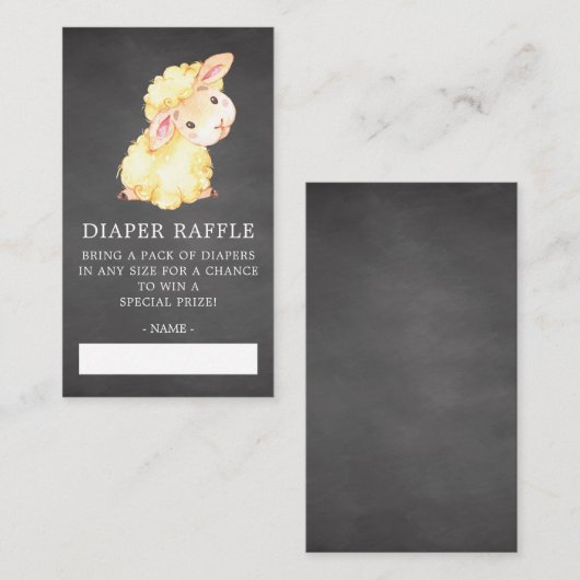 スイートリトルラムベビーシャワーおむつラッフルチケット エンクロージャーカード (正面/裏面)