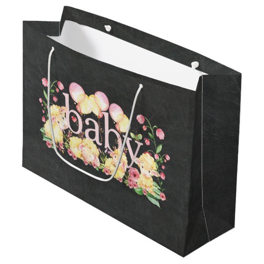 スイートリトルラムベビーシャワー・新生児抱き枕 ラージペーパーバッグ (正面アングル)