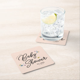 スイートリトルレディデイジーライトピンクベビーガール スクエアペーパーコースター