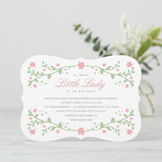 スイートリトルレディーベビーシャワー招待状 招待状 (スタンド正面)