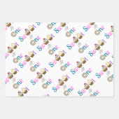 スイートリトルワンカップケーキとドーナツ最初の誕生日 ラッピングペーパーシート (正面2)