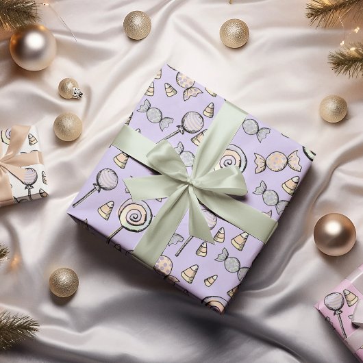 スイートリトルワンキャンディテーマベビー誕生日 ラッピングペーパーシート