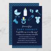 スイートリトル男の赤ちゃんブルーベビーシャワー招待状 招待状 (正面/裏面)