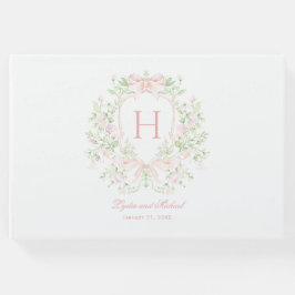 スイートリーフクレスト（ピンクの湾曲付き） | モノグラム結婚ス ゲストブック