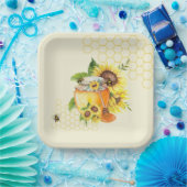 スイートリールハニーポットハニカム&ビーズハニカム ペーパープレート (パーティー)