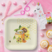 スイートリールハニーポットハニカム&ビーズハニカム ペーパープレート (パーティー)