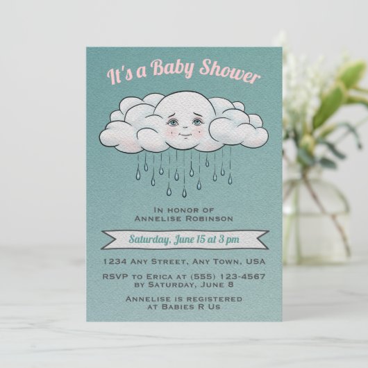 スイートレインクラウドベビーシャワー招待状 招待状 (スタンド正面)