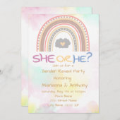 スイートレインボージェンダーリビールパーティの招待状 招待状 (正面/裏面)