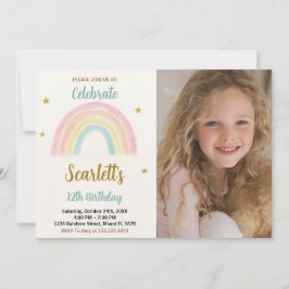 スイートレインボー誕生日招待状と写真 招待状