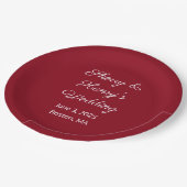 スイートレターズ結婚マルーン ペーパープレート (アングル)