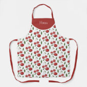 スイートレッドさくらんぼウォーターカラーイラストレーション エプロン (正面)