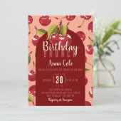 スイートレッドさくらんぼフルーツバースデーパーティー 招待状 (スタンド正面)