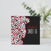 スイートレッドゼブラハートズスウィート16パーティの招待状 招待状 (スタンド正面)