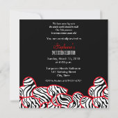 スイートレッドゼブラハートズスウィート16パーティの招待状 招待状 (裏面)
