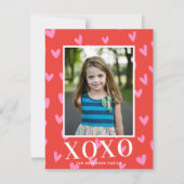 スイートレッドピンクハートバレンタインデーの写真カード シーズンカード (正面)