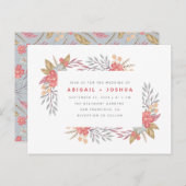 スイートレッドフラワーズ&フレー結婚ムズ インビテーションポストカード (正面/裏面)