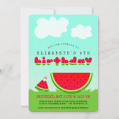 スイートレッドワ watermelon 子供の夏の誕生日 招待状 (正面)