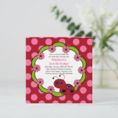 スイートレッド&ピンクレディバグズ誕生日招待状 招待状 (スタンド正面)