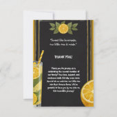 スイートレモネードチョークボードスタンドベビーシャワー サンキューカード (正面)