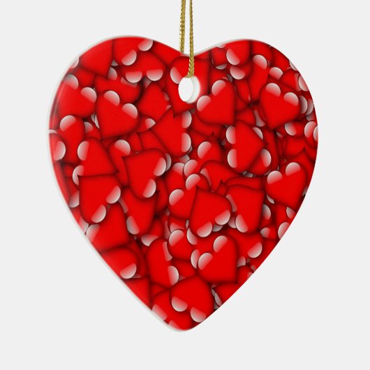 スイートロマンチックバレンタインラブハートレッド セラミックオーナメント (右)