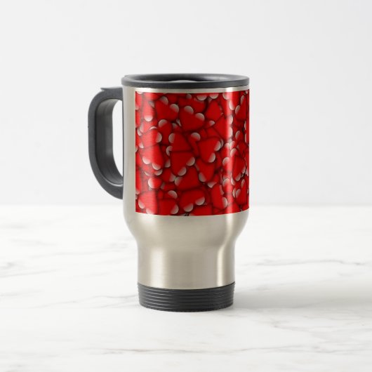 スイートロマンチックバレンタインラブハートレッド トラベルマグ (正面左)