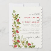 スイートワイルドフラワーストロベリーフォトウェディングシャワー 招待状 (正面)