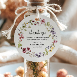 スイートワイルドフラワーリースベビーシャワー フェイバータグ