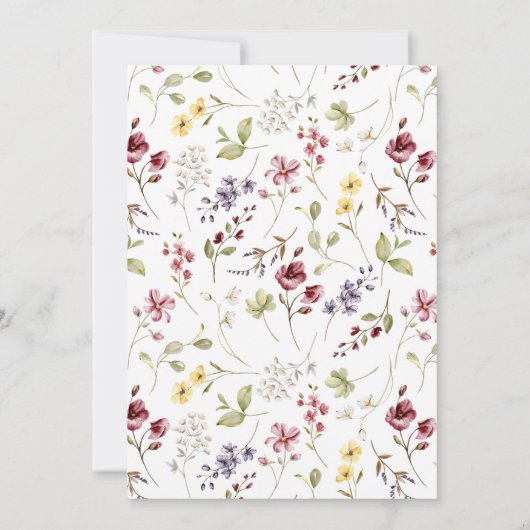 スイートワイルドフラワーリースベビーシャワー 招待状 (裏面)