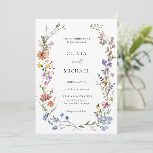 スイートワイルドフラワー結婚式招待状テンプレート 招待状 (スタンド正面)