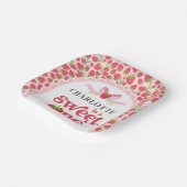 スイートワンイチゴ1st誕生日7"スクエア ペーパープレート (傾斜あり)