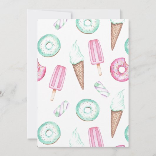 スイートワンカワイアイスクリームウォーターカラー誕生日 招待状 (裏面)