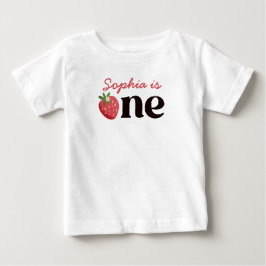 スイートワンストロベリーガール1歳の誕生日 ベビーTシャツ