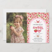 スイートワンストロベリー1stバースデーフォト招待状 招待状 (正面)