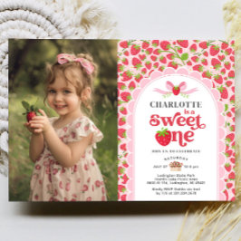 スイートワンストロベリー1stバースデーフォト招待状 招待状
