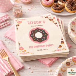 スイートワンドーナツ 1歳の誕生日パーティー | かわいいドーナツ スタンダードカクテルナプキン