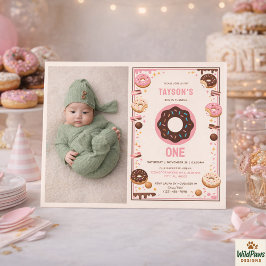 スイートワンドーナツ 1歳の誕生日パーティー | かわいいドーナツ 招待状