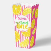 スイートワンピンクのレモネード誕生日パーティポップコーン フェイバーボックス (正面)