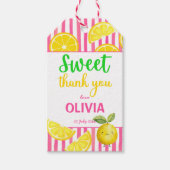 スイートワンピンクのレモネード誕生日パーティー ギフトタグ (正面)