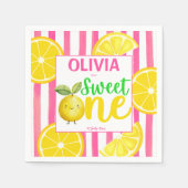 スイートワンピンクのレモネード誕生日パーティー スタンダードカクテルナプキン (正面)