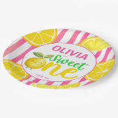 スイートワンピンクのレモネード誕生日パーティー ペーパープレート (アングル)